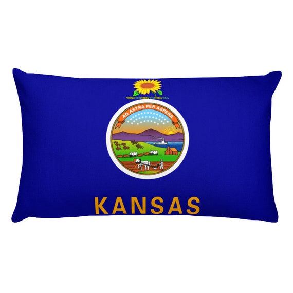Kansas State Flag Throw Pillow Covers Blue White State Seal Home Interior 20 X 12 Pillow
