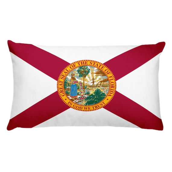 Florida State Flag Throw Pillow Covers Red White State Etsy