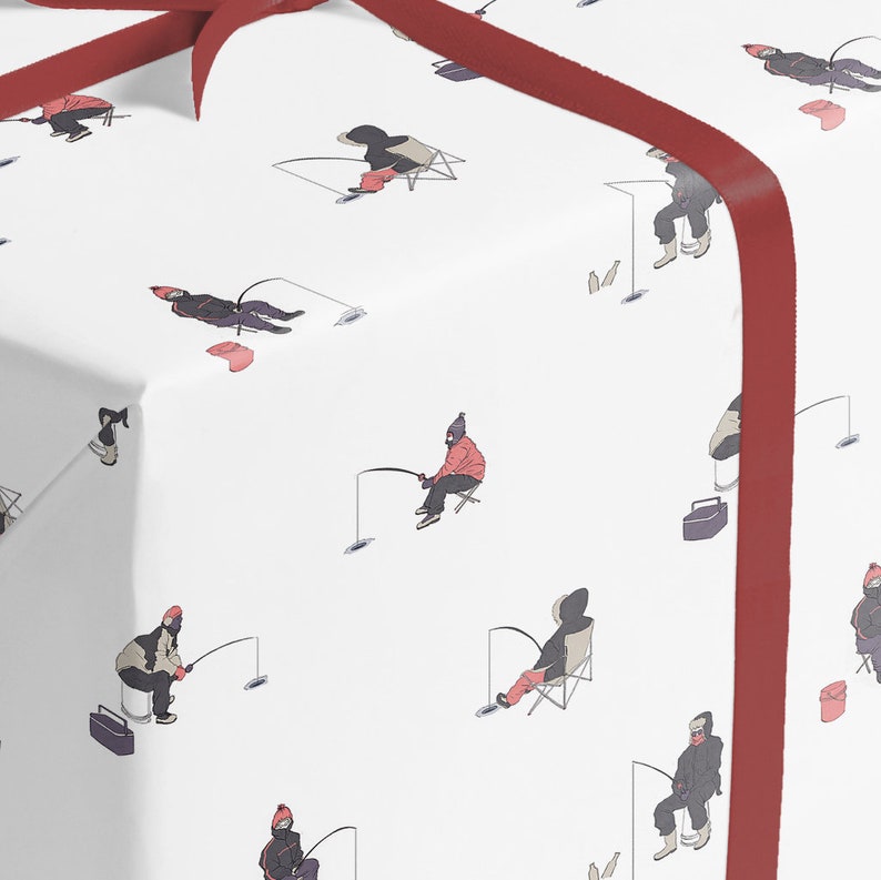 Ice Fishing Wrapping paper winter and holidays gift wrap
