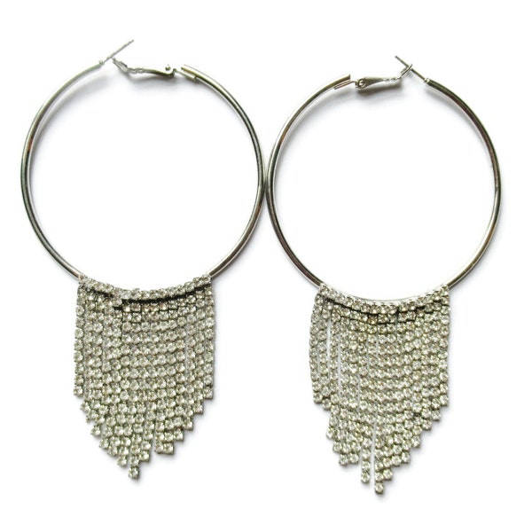 Extra Large Rhinestone Hoop Earrings Etsy
