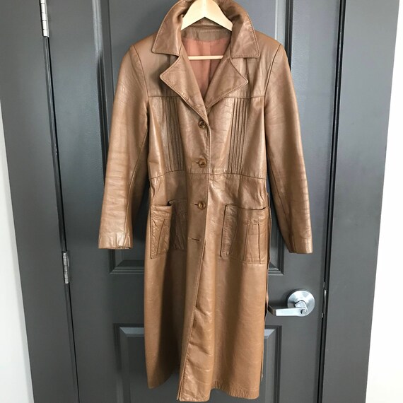 Genuine leather trench coat