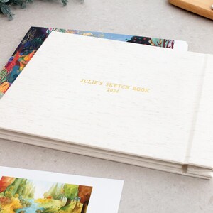 Portafolio para zurdos (con poste de rosca) Presentaciones profesionales personalizadas, organizador personalizado para artistas, diario y cuaderno hechos a mano