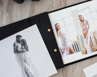 Art Portfolio Binder - 11x17 Photographer, Artist, Designer, Landscape Presentation Book, personalized and customized gold foil stamping