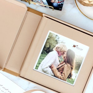 Clamshell Leatherette Box; a handmade Keepsake Storage Box for Photo Book