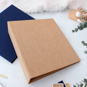 Carpeta archivadora de lino con tapa dura; portafolios hecho a mano para archivar documentos tamaño A4/carta de EE. UU.