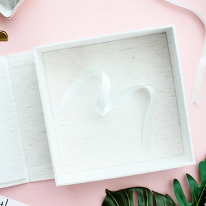 Classic Linen Hinged Box; a handmade Keepsake Storage Box for Photo Album