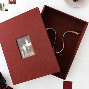 Handmade Linen Keepsake Box with Inset Photo Print