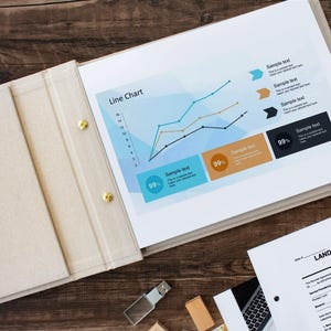 Padfolio - Portafolio empresarial personalizado (A3/A4 y Cartas de EE. UU.) - Tapa dura de lino, bloc legal, portadocumentos corporativo como regalo empresarial