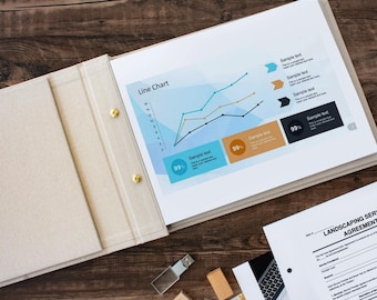Padfolio - Personalized Business Portfolio (A3/A4 & US Letters) - Hard cover in Linen, Legal Pad, Corporate Document holder as business gift