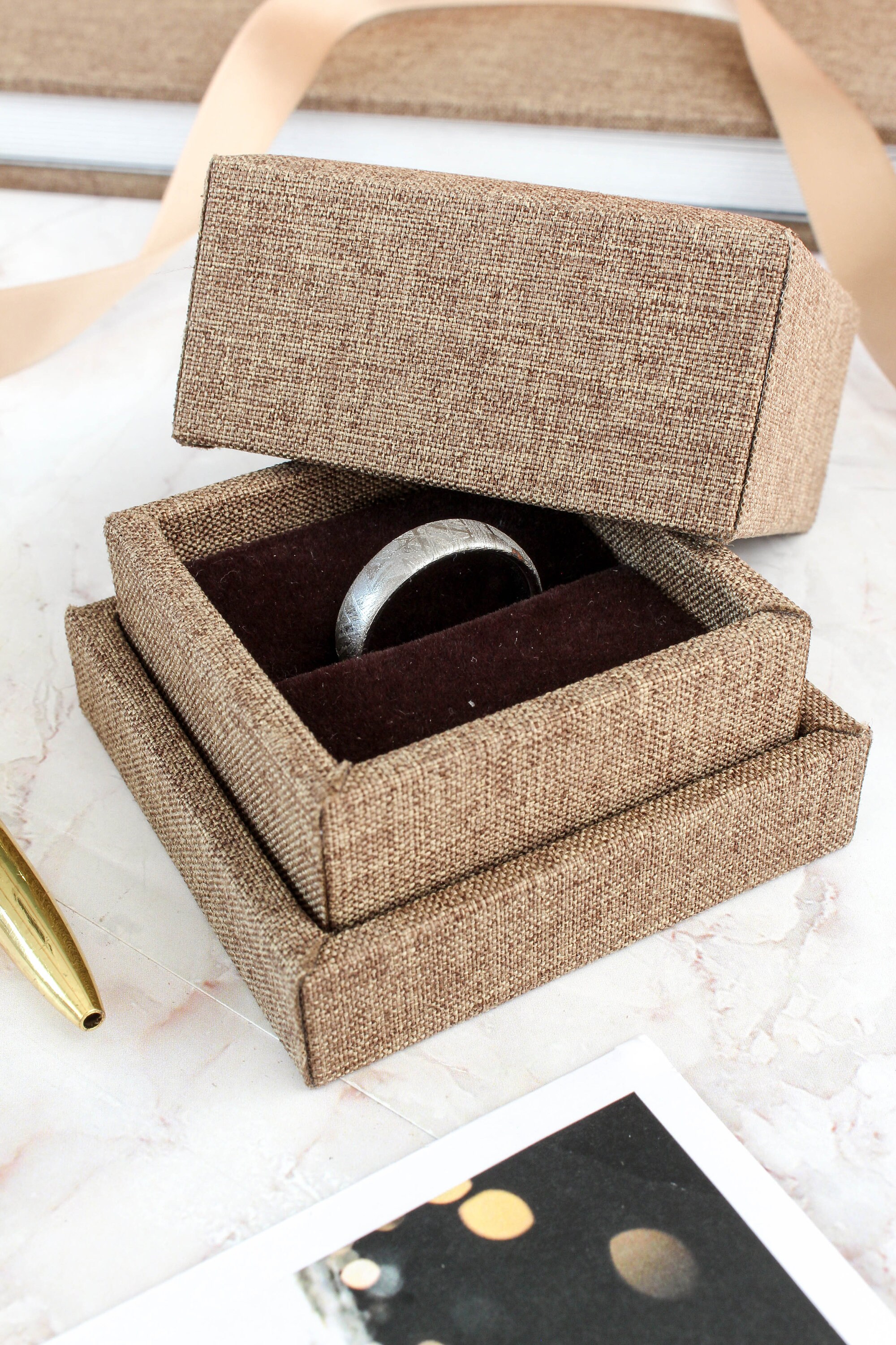 Linen Wedding Ring Box a Handmade Keepsake Storage Box Etsy