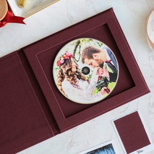 Linen CD & DVD Sleeve box with Your Logo stamping; a handmade Keepsake Storage Box