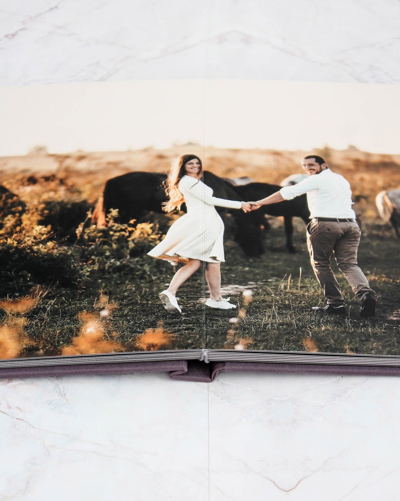 Classic Linen Layflat Wedding Album With Gold Foil Stamping Etsy