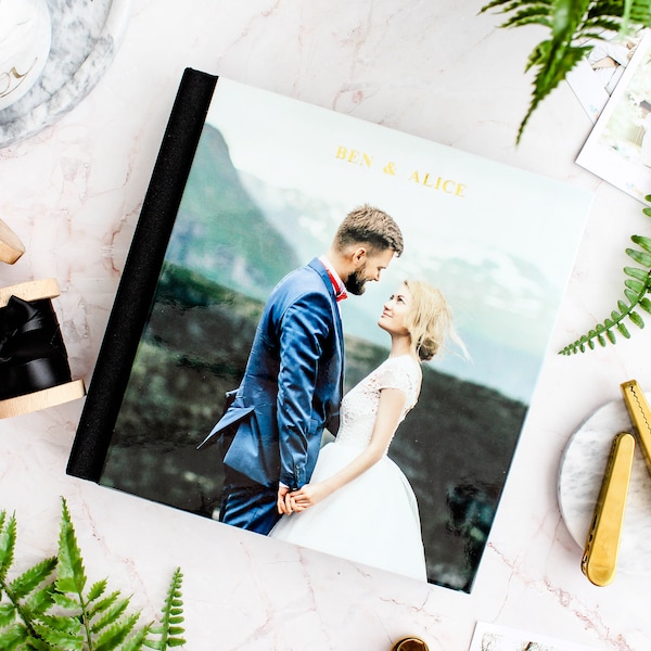 Fusion of Image Wrap and Linen Layflat Photo Album; Free Album design service included- suitable for Boudoir & Wedding Album