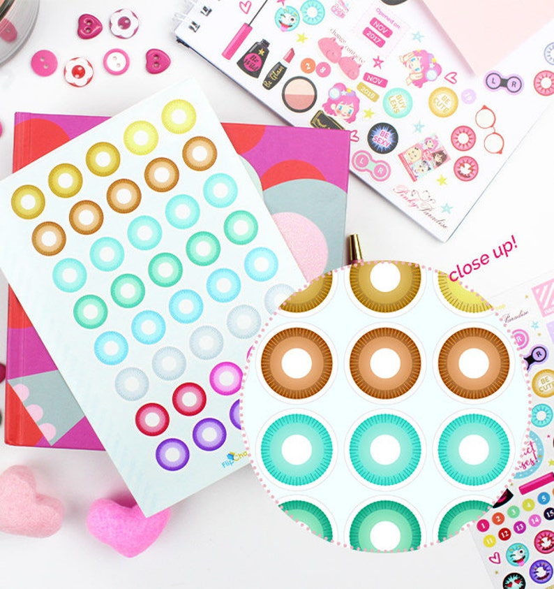 Pastel Colored Contact Lens Stickers Etsy