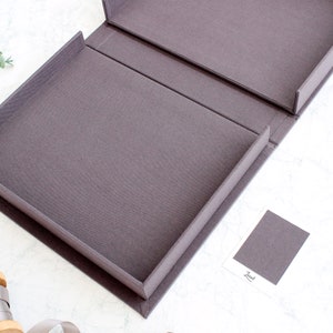 Clamshell Linen Box with Your Logo Stamping; a handmade Keepsake Storage Box for Photo Book