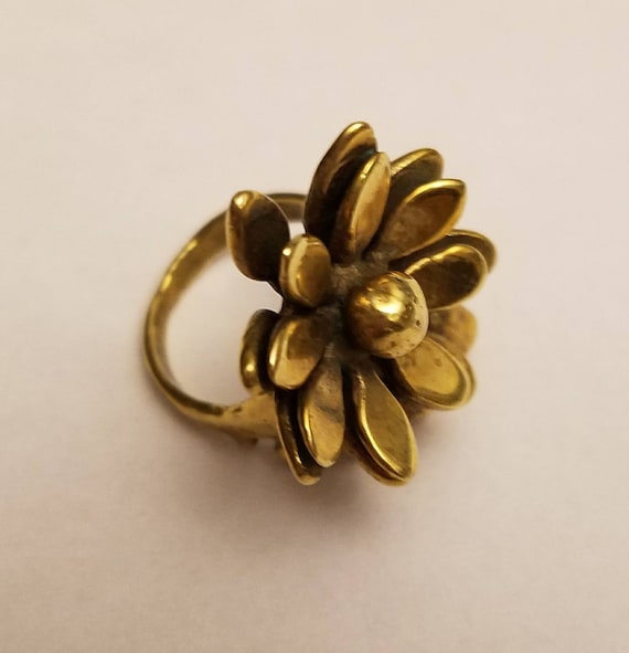 vintage flower copper ring - image 1