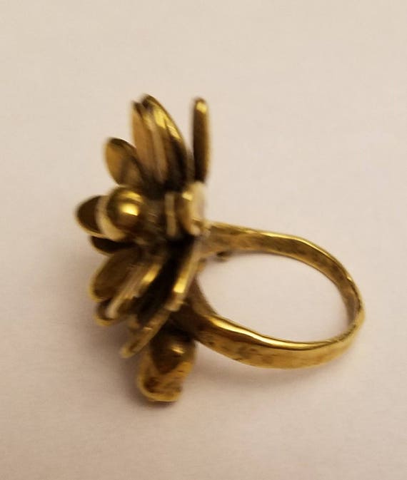 vintage flower copper ring - image 2
