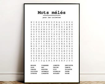 Toilet humor poster - Toilet Word Mix - Printable poster for toilet wall decoration