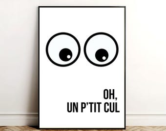 Toilet humor poster - Oh, a little ass! - Printable poster for toilet wall decoration