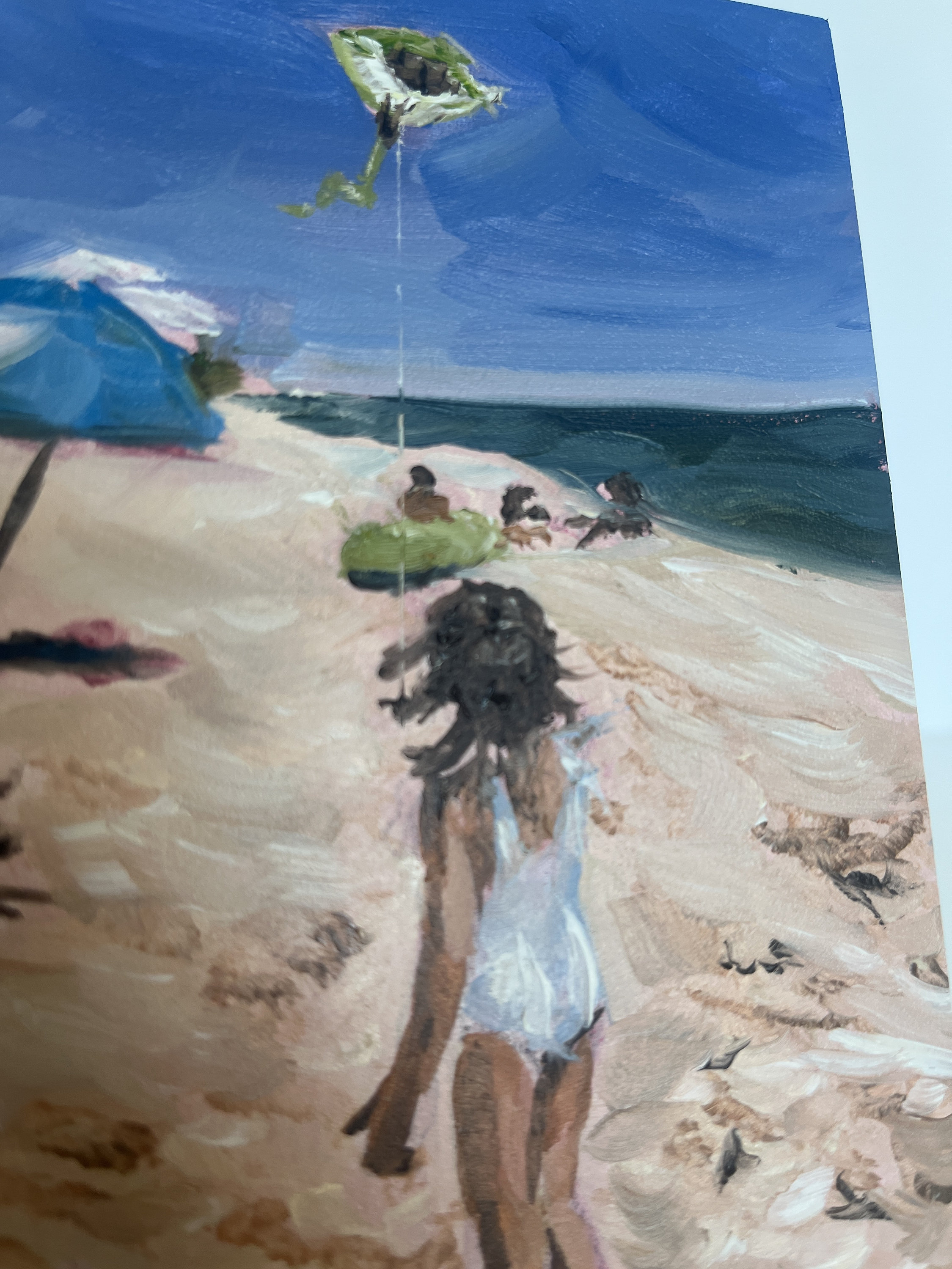 Lilli’s Flight 6"x 6" Original Oil Painting of Young Girl Flying a Kite ...