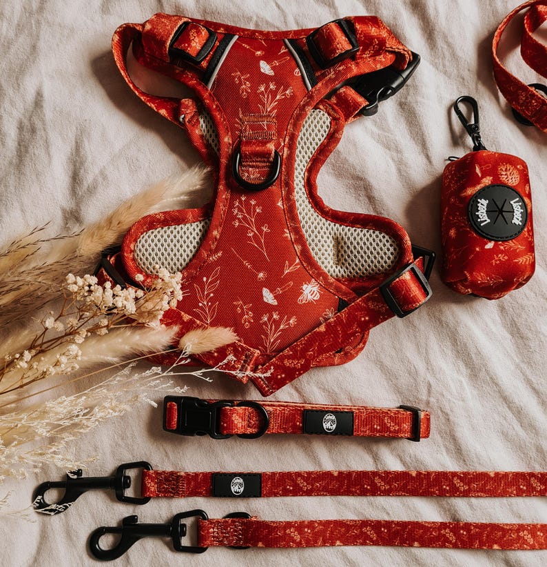 Hundegeschirr No Pull mit Muster Cognac Soft Harness Hund Neopren reflektierendes HundegeschirrSet mit Leine & Halsband Hundegeschirr bequem image 7