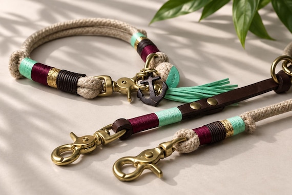 Juniper Hanftau Hundehalsband nachhaltig | Tau Halsband Hund  | stylisches Rope Dog Collar | robustes Hundehalsband