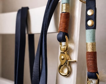 Larch Leder Hundeleine personalisiert | verstellbare Dog Leash aus Fettleder | handgefertigte Lederleine | Crossbody Hundeleine | Gravur