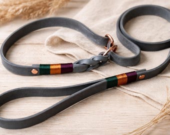 Retrieverleine Hund Leder Tulip | Slip Lead Dog Leash | verstellbare Leder Hundeleine | stylische Trainingsleine Hund