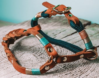 Juniper Leather Dog Harness | German Leather & Hemp Rope, Custom Fit