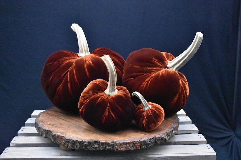 Zucca gigante in velluto: centrotavola autunnale, decorazione in stile rustico immagine 7