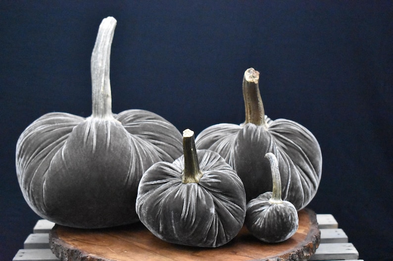 Zucca gigante in velluto: centrotavola autunnale, decorazione in stile rustico Dark Gray