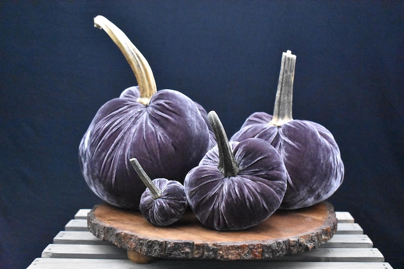 Zucca gigante in velluto: centrotavola autunnale, decorazione in stile rustico Eggplant