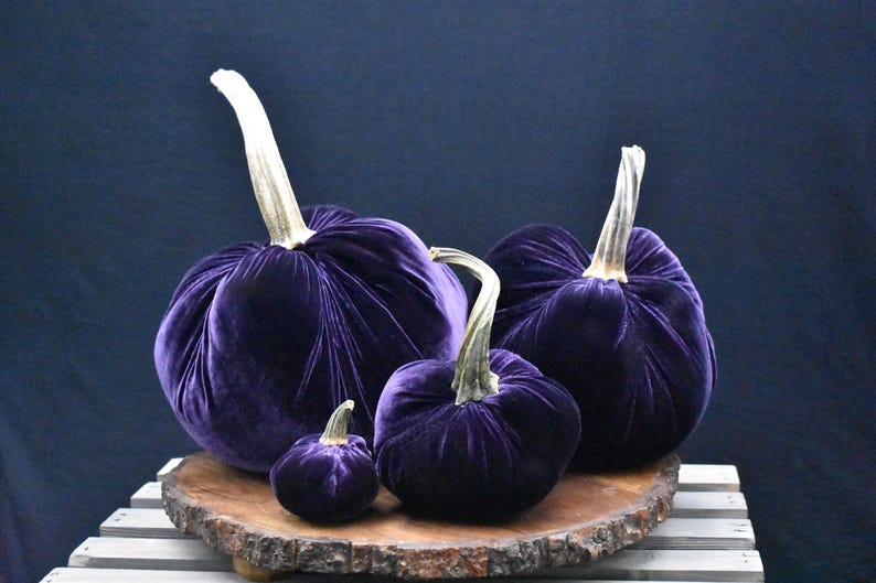 Zucca gigante in velluto: centrotavola autunnale, decorazione in stile rustico Plum