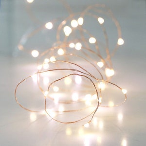 copper fairy lights -delicate lights- Battery powered LED copper wire string lights- LED string lights, copper string lights- fairy lights