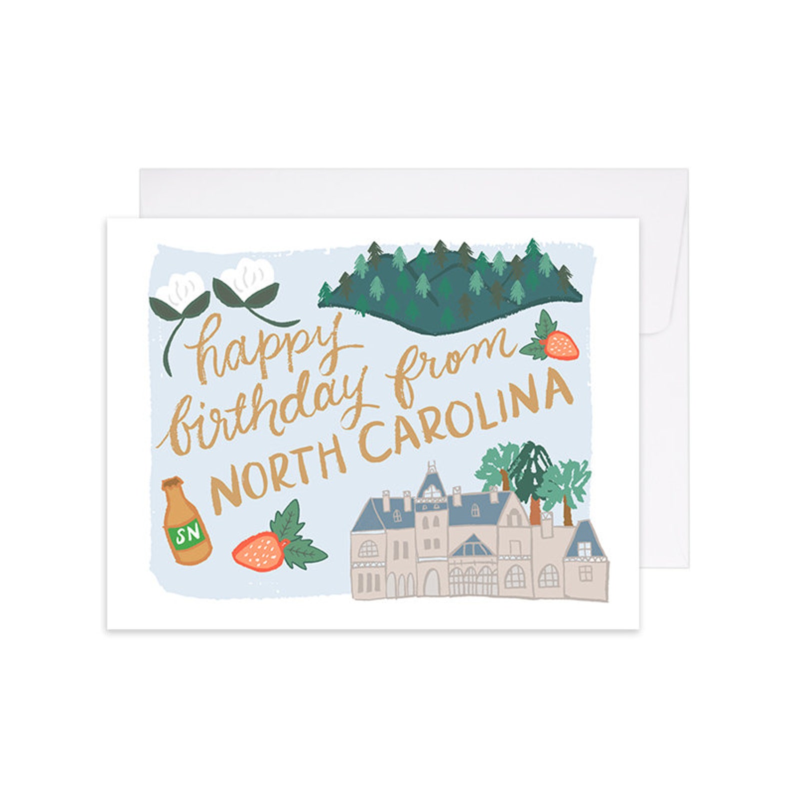 Birthday Card Birthday From North Carolina Gold Foil Etsy