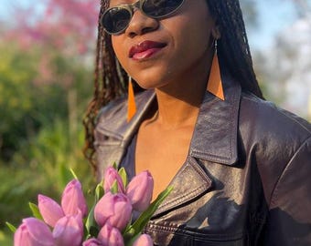 Geometric Leather Earrings / Diagonal Cut / Lightweight & Asymmetrical // “Skin Deep”