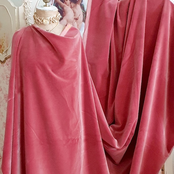 Beautiful old pink boho vintage cotton velvet fabric, plain decorative velvet fabric by the meter 1.45 x 1.90 m