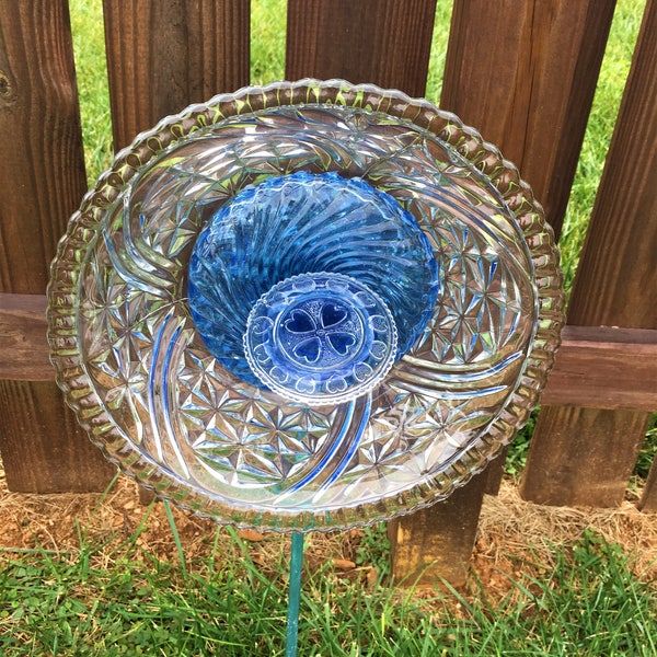 Glass Plate Flower Garden Art Etsy