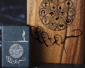 Personalised Engraved Windproof Lighter - 071 - Lighter with Mana Symbols - rpg fans