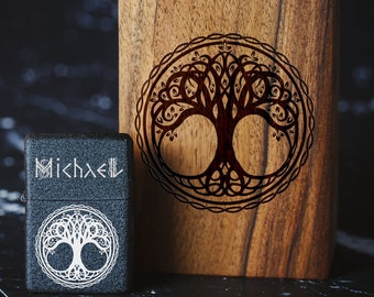 Personalized Engraved Windproof Lighter - 141 - Viking symbols  - Tree of life Viking - Celtic engraving
