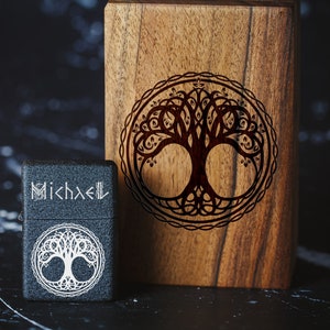 Personalized Engraved Windproof Lighter - 141 - Viking symbols  - Tree of life Viking - Celtic engraving