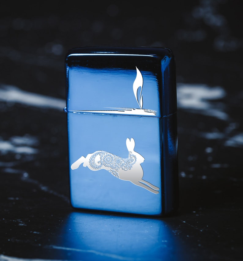 Engraved Rabbit Windproof Lighter – Personalized Gift with Box 065 bild 7