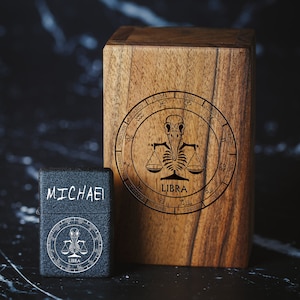 Windproof lighter with custom engraving - lighter in box - lighter for dad - lighter for friend - zodiac Libra - Zodiac signs