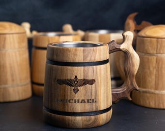 Personalized Wooden Beer Mug – Custom Engraving