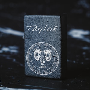 Windproof lighter with custom engraving - lighter in box - lighter for dad - lighter for friend - aries zodiac sign - Zodiac signs