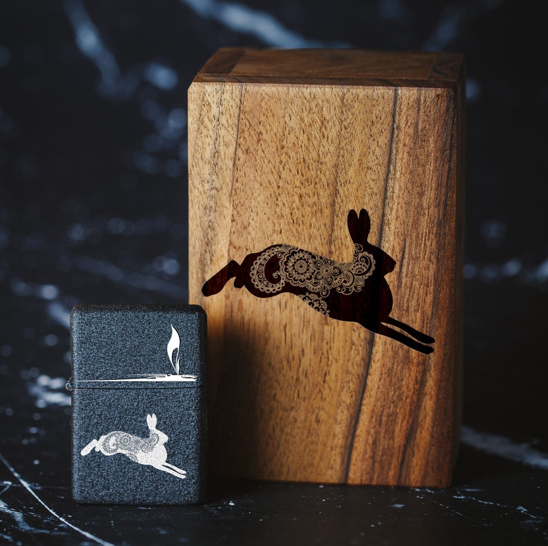Engraved Rabbit Windproof Lighter – Personalized Gift with Box 065 with  box
