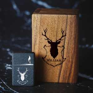 Personalized Engraved Windproof Lighter - 061 - deer - lighter with deer - gift for hunter - birthday gift - animal lovers - wild animals