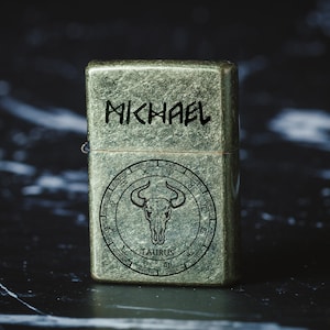 Windproof lighter with custom engraving - lighter in box - lighter for dad - lighter for friend - taurus zodiac sign - Zodiac signs