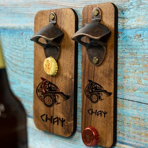 magnetic bottle opener . Christmas Gift, Groomsmen gifts, bottle opener wedding favor - viking gifts  - Vegvísir - Odin&#39;s Wolf Fenrir