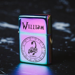 Windproof lighter with custom engraving - lighter in box - lighter for dad - lighter for friend - scorpio zodiac sign - Zodiac signs